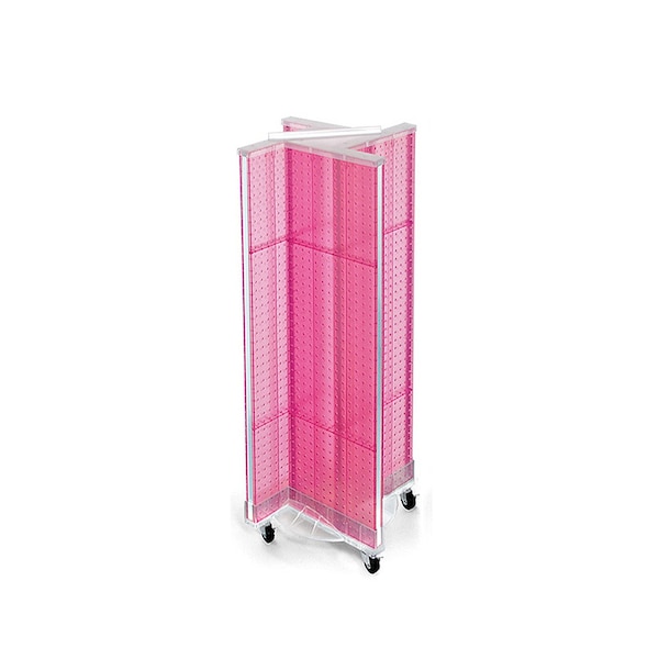 Pinwheel Pegboard Floor Display on Revolving Base. Spinner Rack Stand.